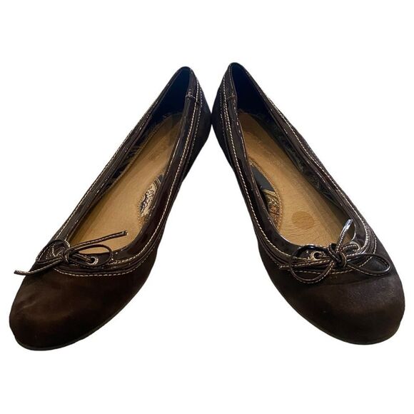 SPERRY Women's Brown Suede Slip-On Wedge Bow Shoes 10 - Picture 4 of 6